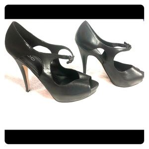 Aldo platform heel Mary Jane sandal peep buckle